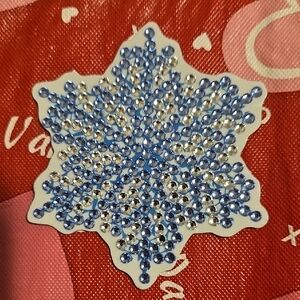 Handmade Blue and Silver Rhinestone Snowflake Magnet